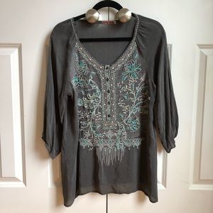 Johnny Was Embroidered Tunic Top